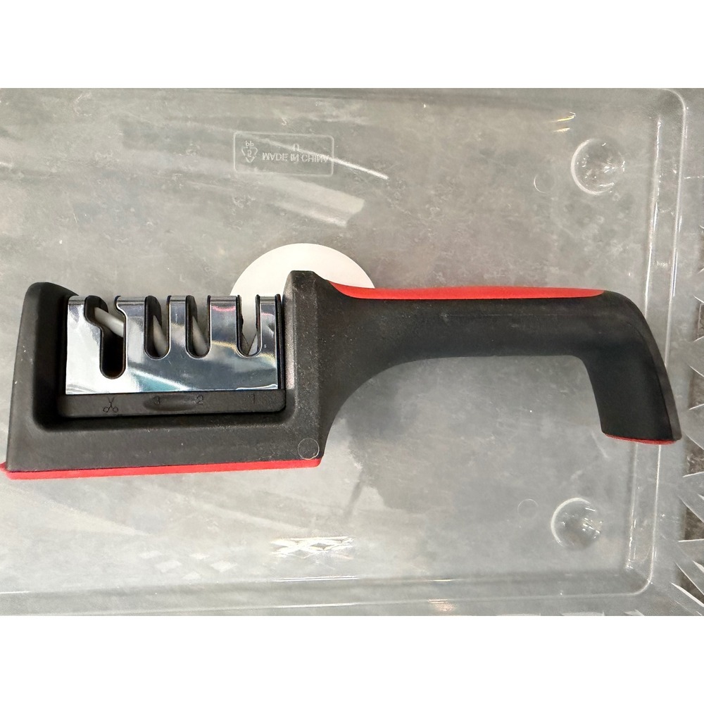 4-in-1 Kitchen‎ Knife and Scissor Sharpener Diamond Ceramic Tungsten Red Black - Picture 3 of 6